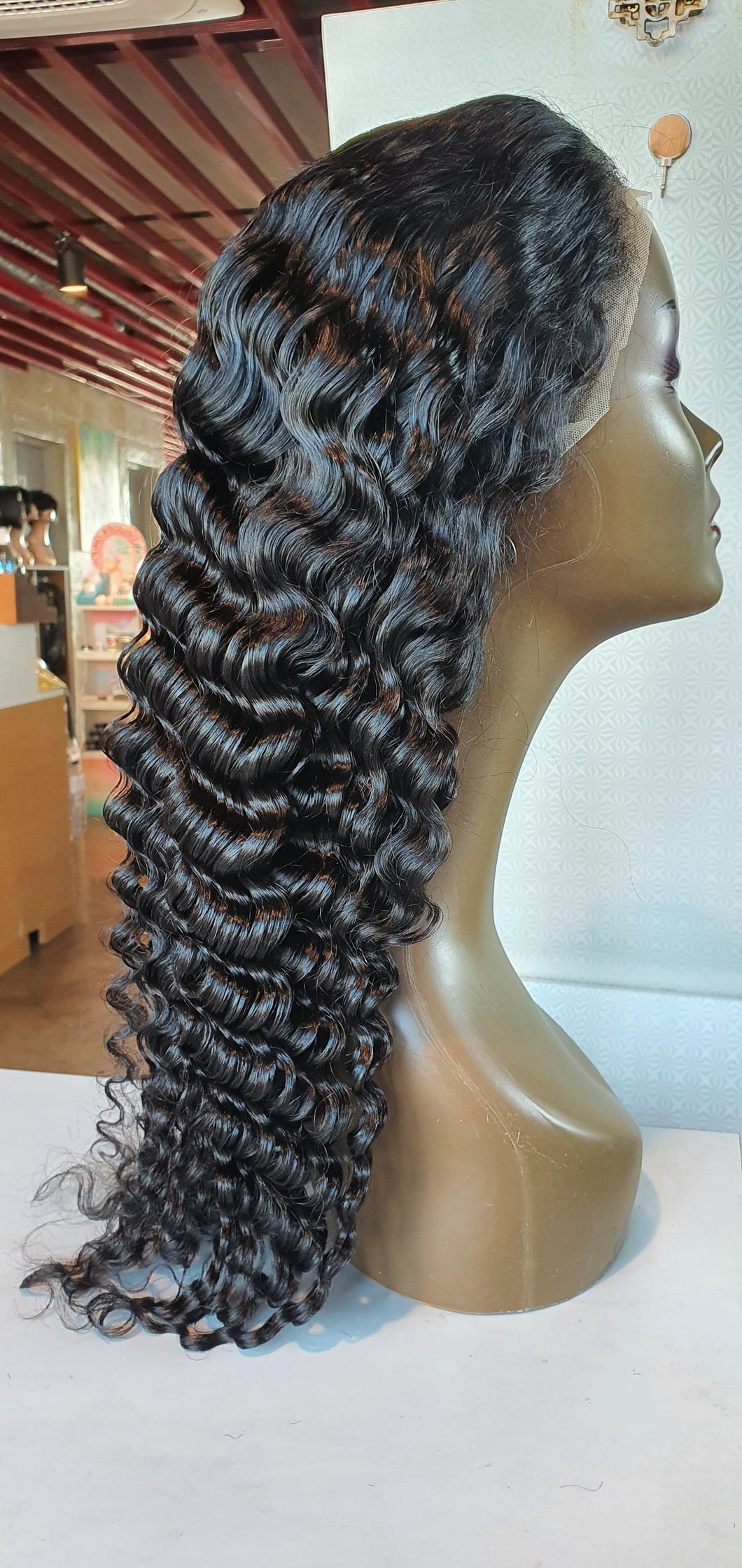 Deep wave 13x4 Transparent Lacefront Frontal 250 Density Wig Cut-lace