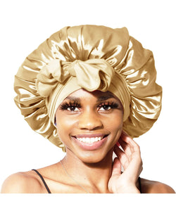 Silk Bonnet, Wide Elastic Band And Long Ties