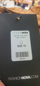Fashion Nova Call Me Later Wideleg Jumpsuit Size 1X