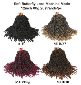 Soft Butterfly Locs Pre Looped Crotchet Hair 12inch, 20 Strands Per Pack