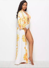 Sexy One Piece Swimsuit With Cover Up Set White and Gold