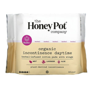 Honey Pot Herbal Infused Cotton Pads Wings  Organic Invontenence Daytime 16 counts